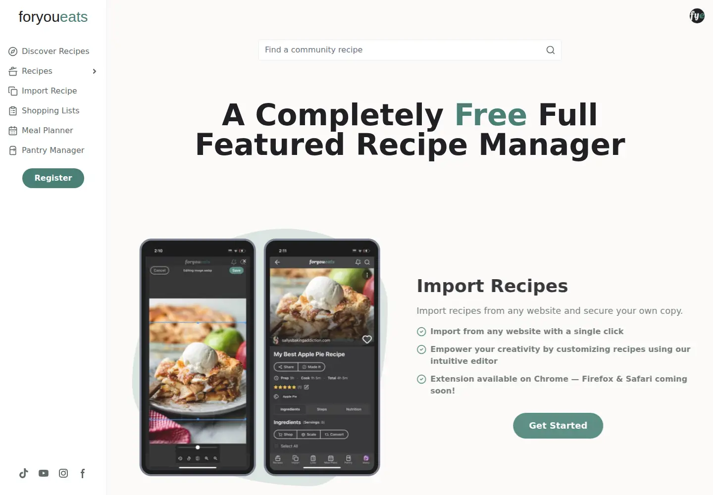 Captured homepage of foryoueats.com in the current scan