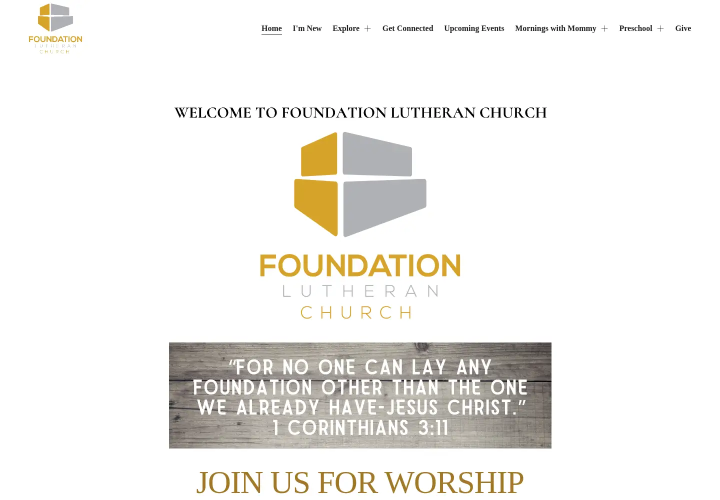 Captured homepage of foundationlutheran.com in the current scan