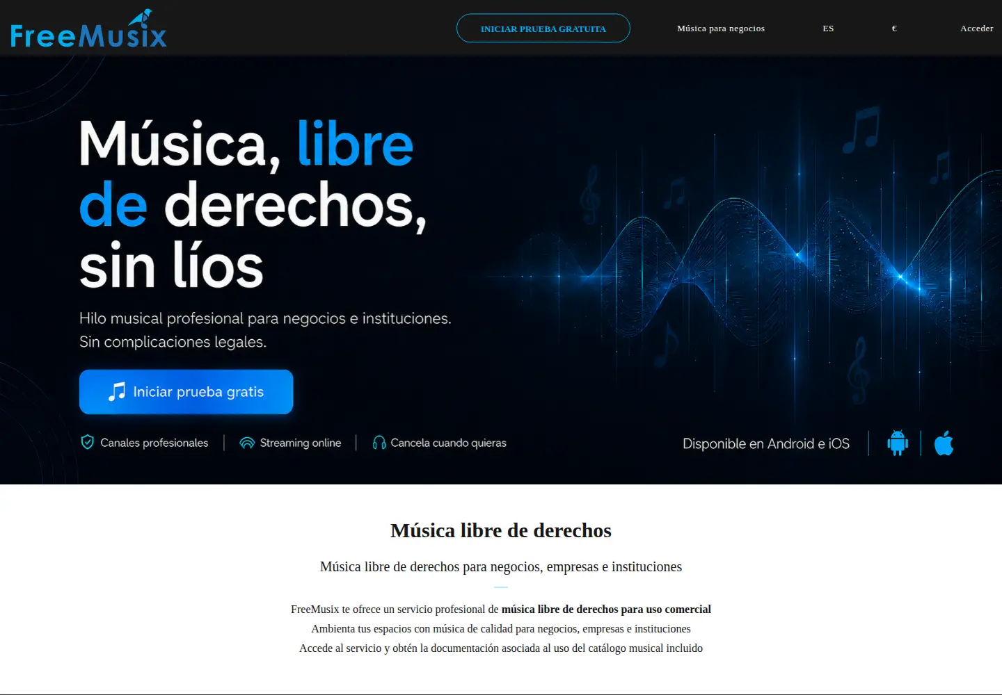 Captured homepage of freemusix.com in the current scan