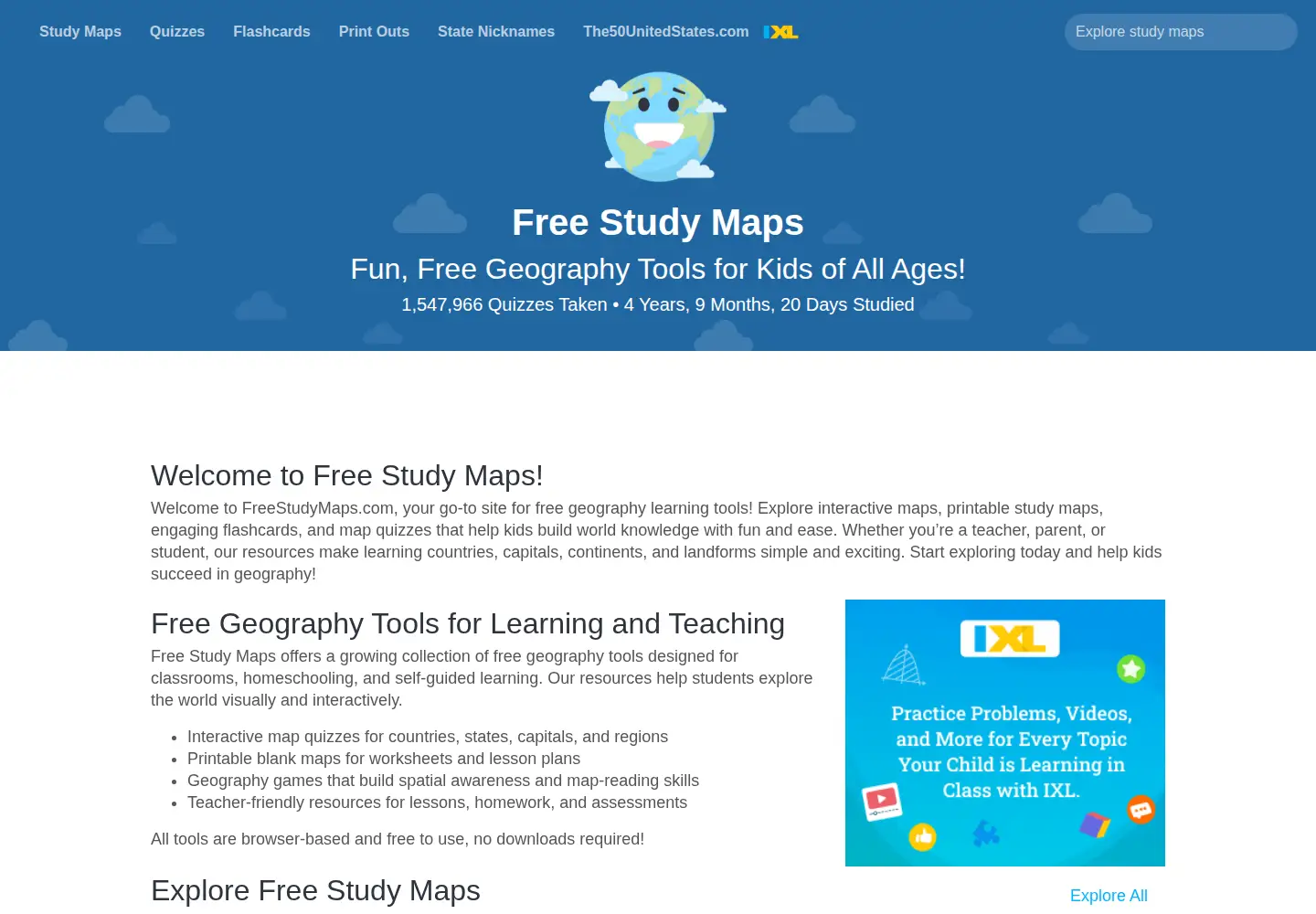 Screenshot of freestudymaps.com