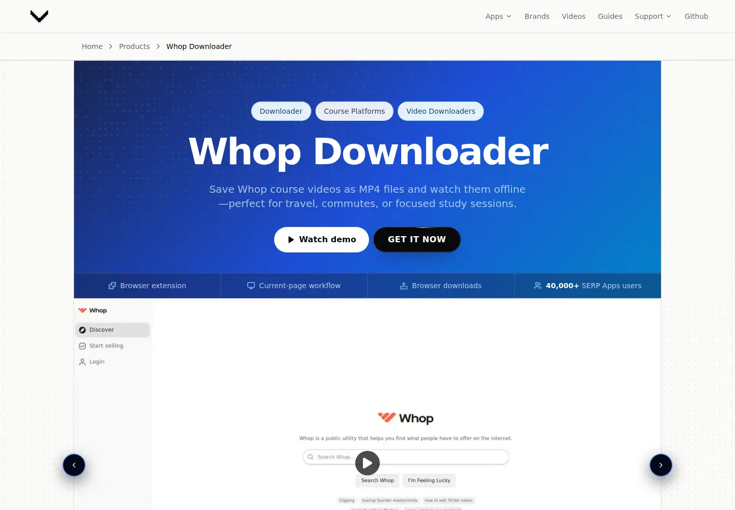 Captured homepage of freewhopdownloader.com in the current scan