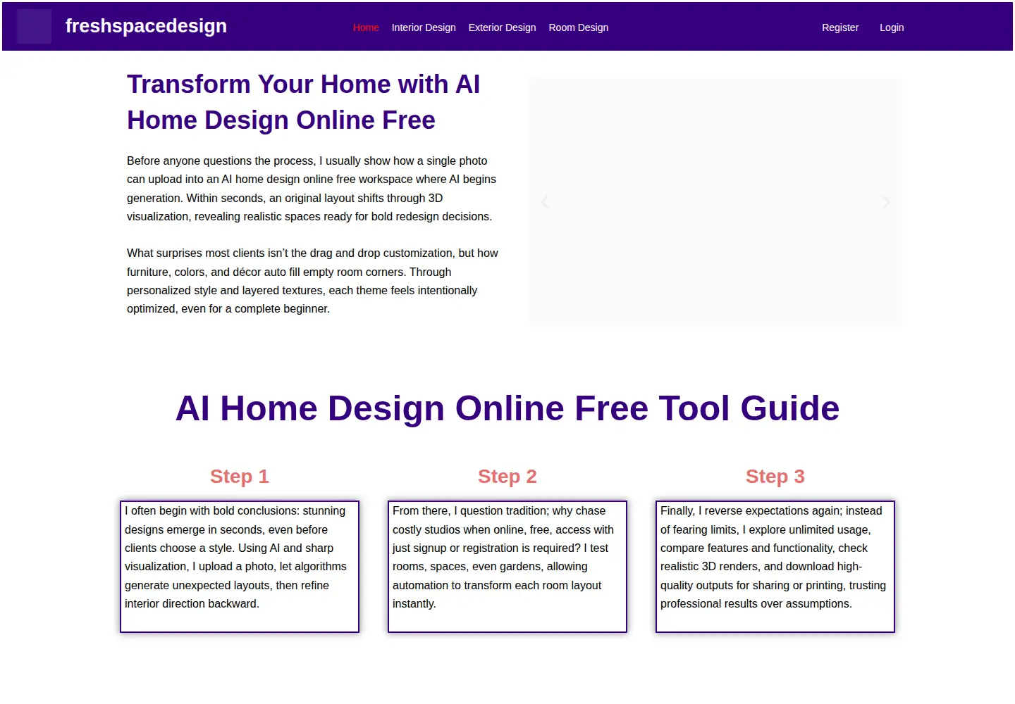 Captured homepage of freshspacedesign.com in the current scan