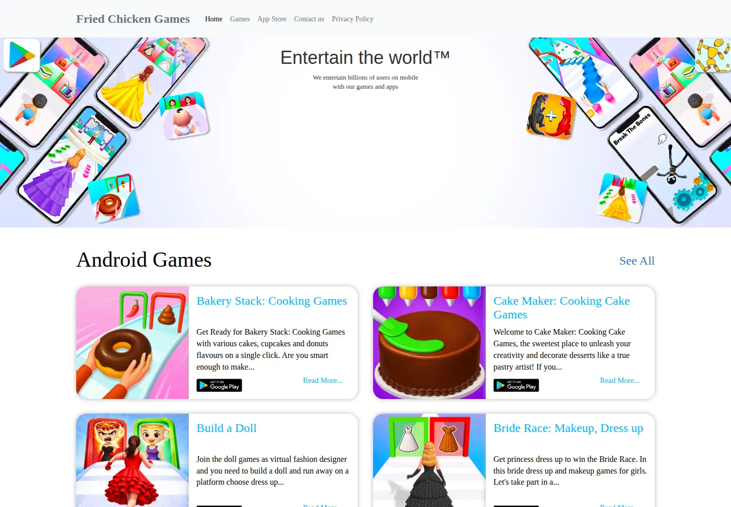 Screenshot of friedchickengames.com
