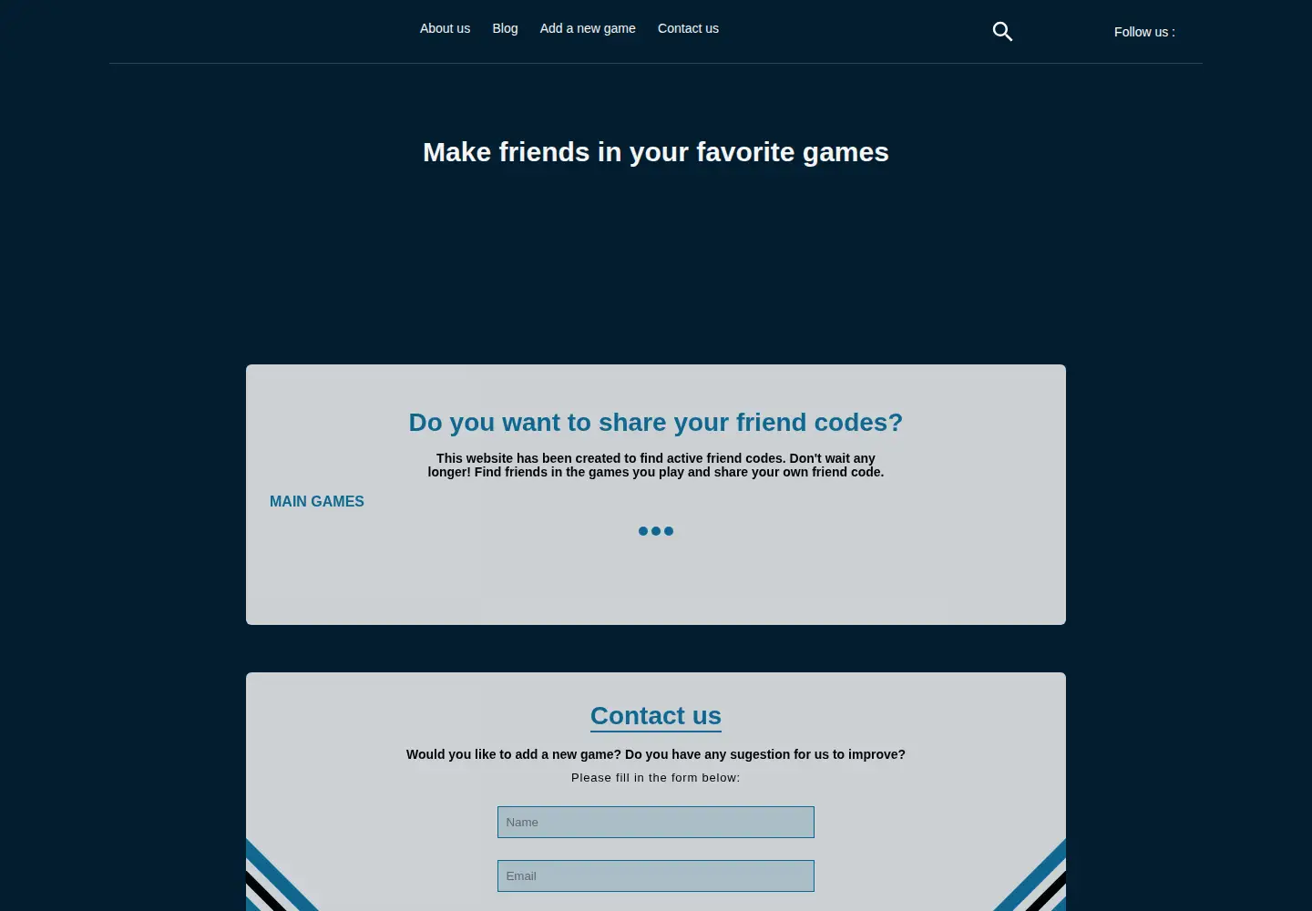 Captured homepage of friend-code.com in the current scan
