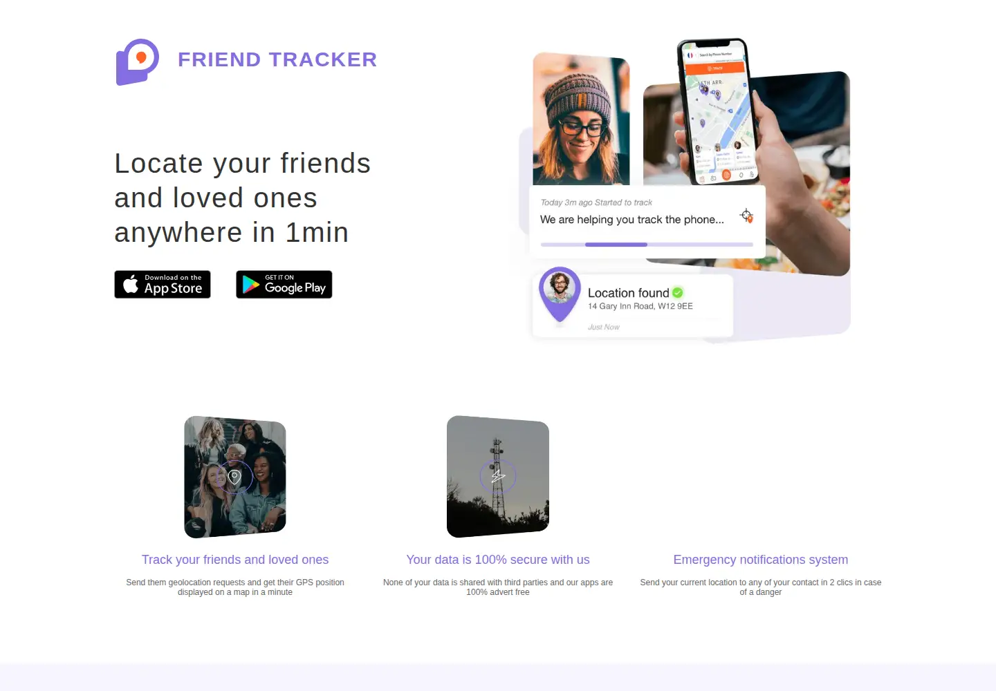 Screenshot of friend-tracker.com