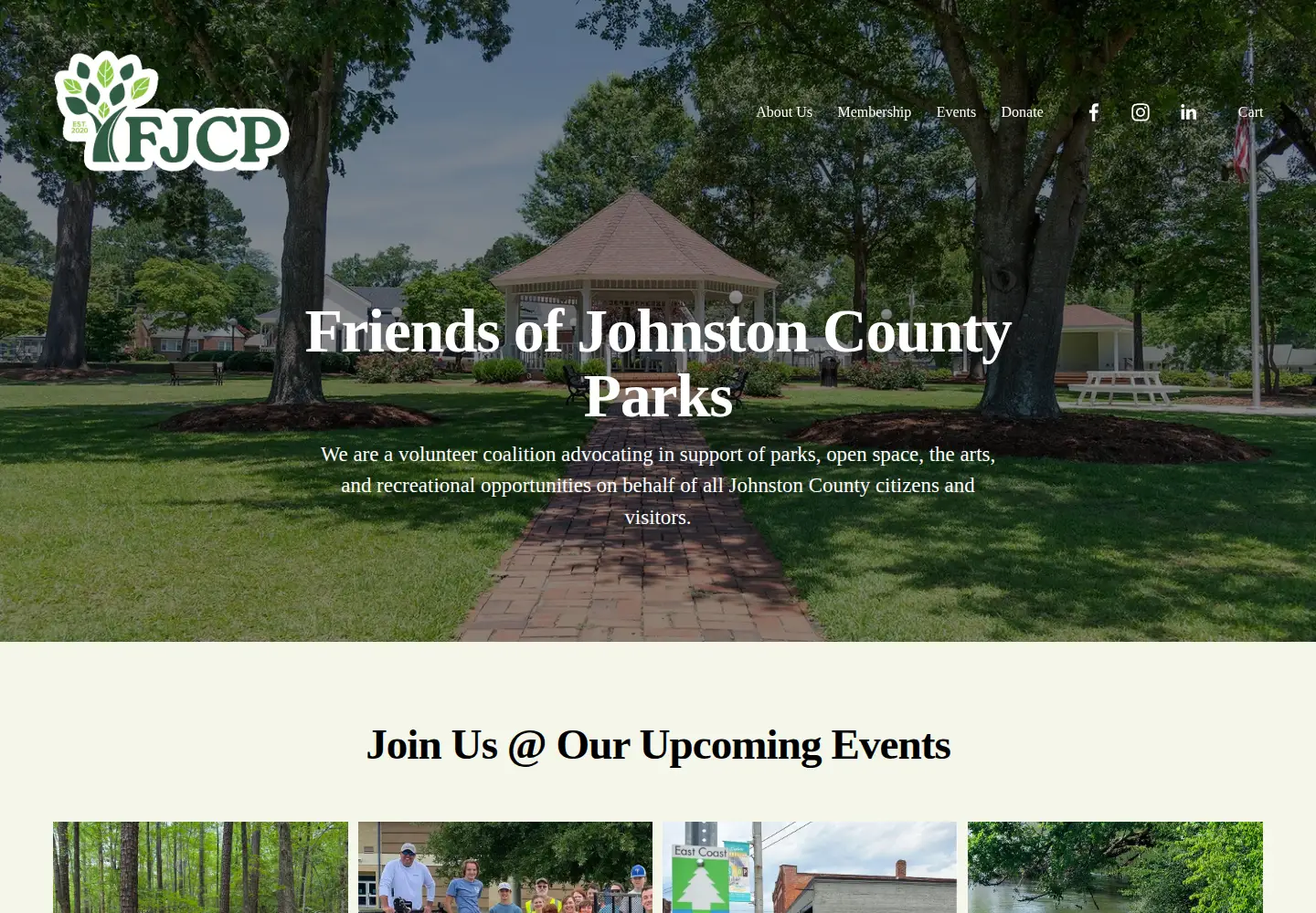 Captured homepage of friendsofjohnstoncountyparks.com in the current scan