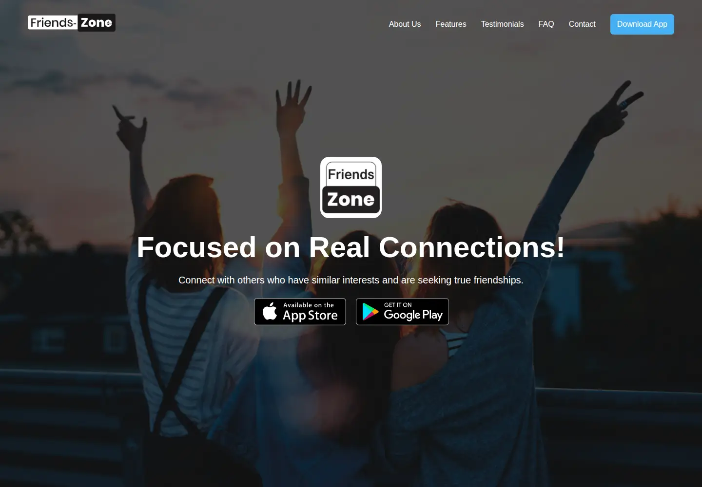 Captured homepage of friendzoneapp.com in the current scan