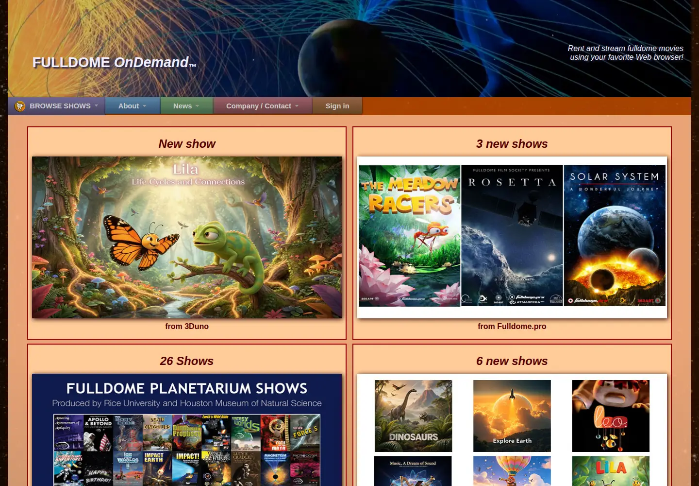 Captured homepage of fulldomeondemand.com in the current scan