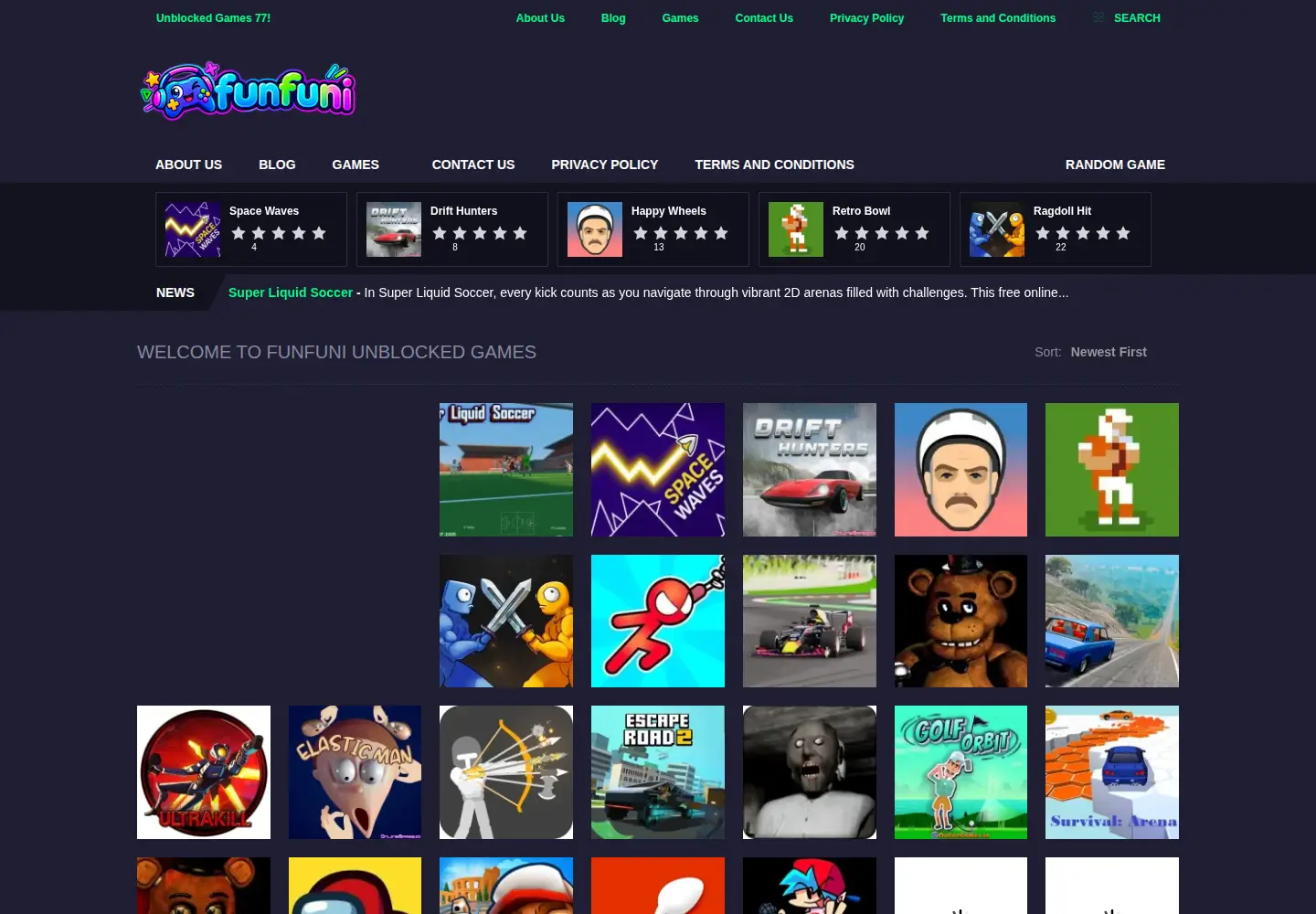 Captured homepage of funfuni.com in the current scan