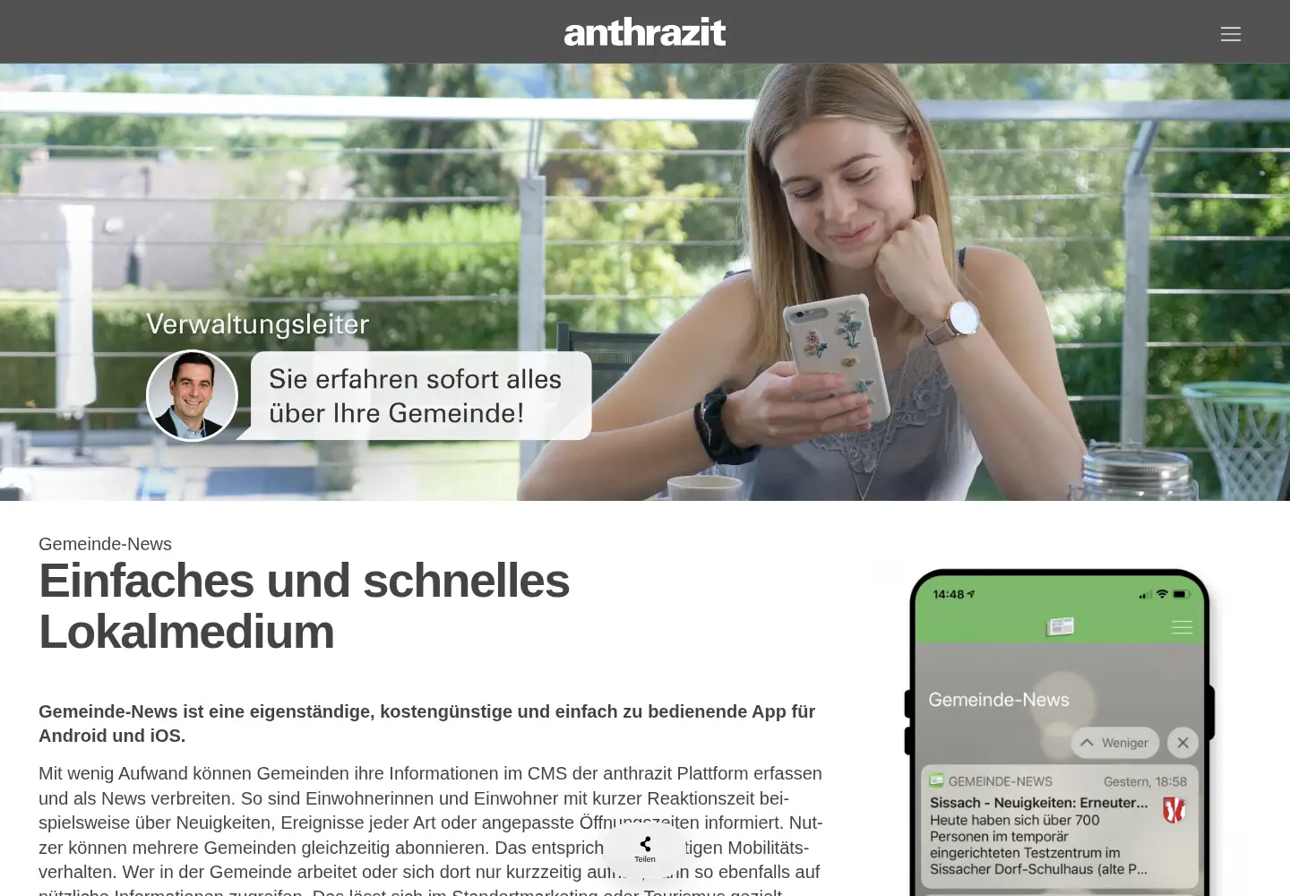 Captured homepage of gemeinde-news.com in the current scan