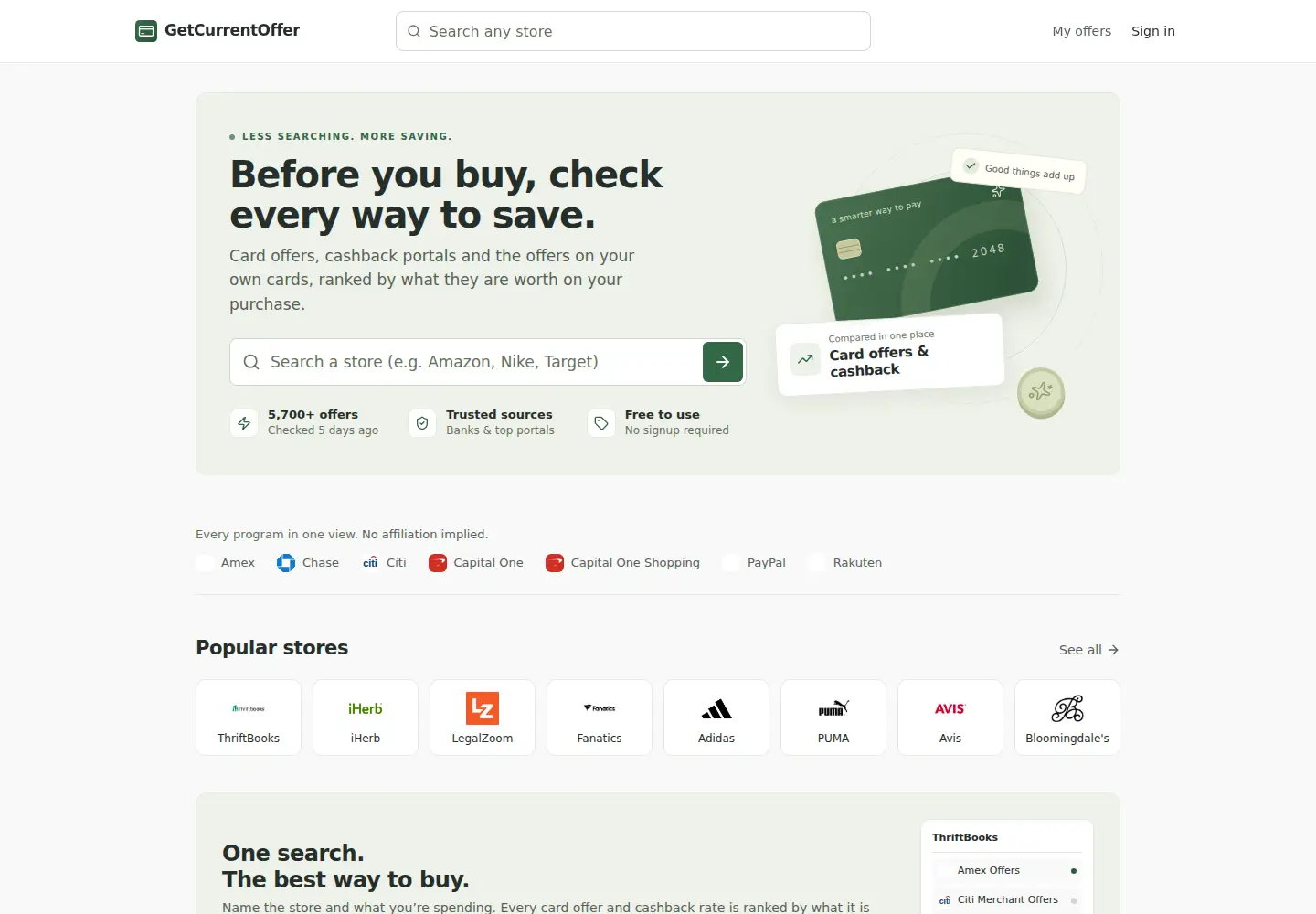 Captured homepage of getcurrentoffer.com in the current scan