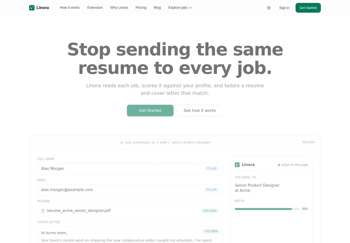 Screenshot of getlinora.com