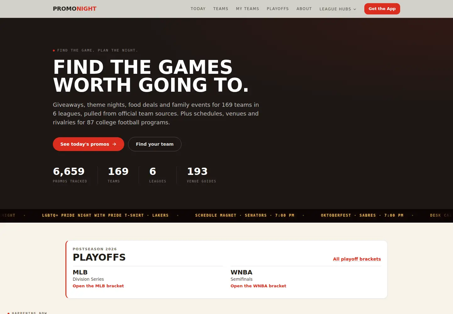 Captured homepage of getpromonight.com in the current scan