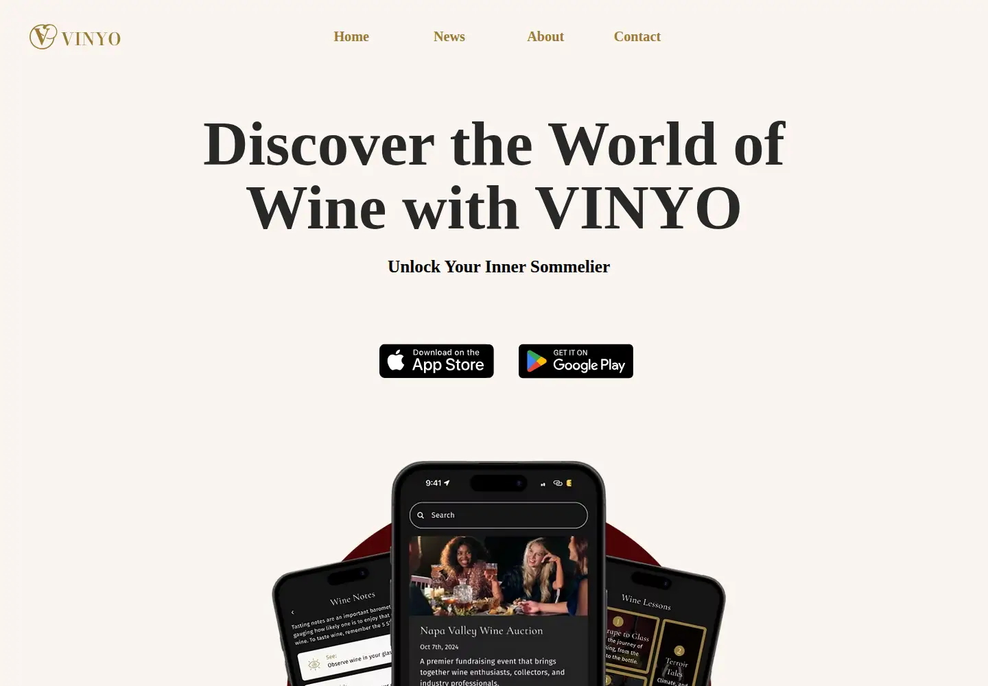 Captured homepage of getvinyo.com in the current scan