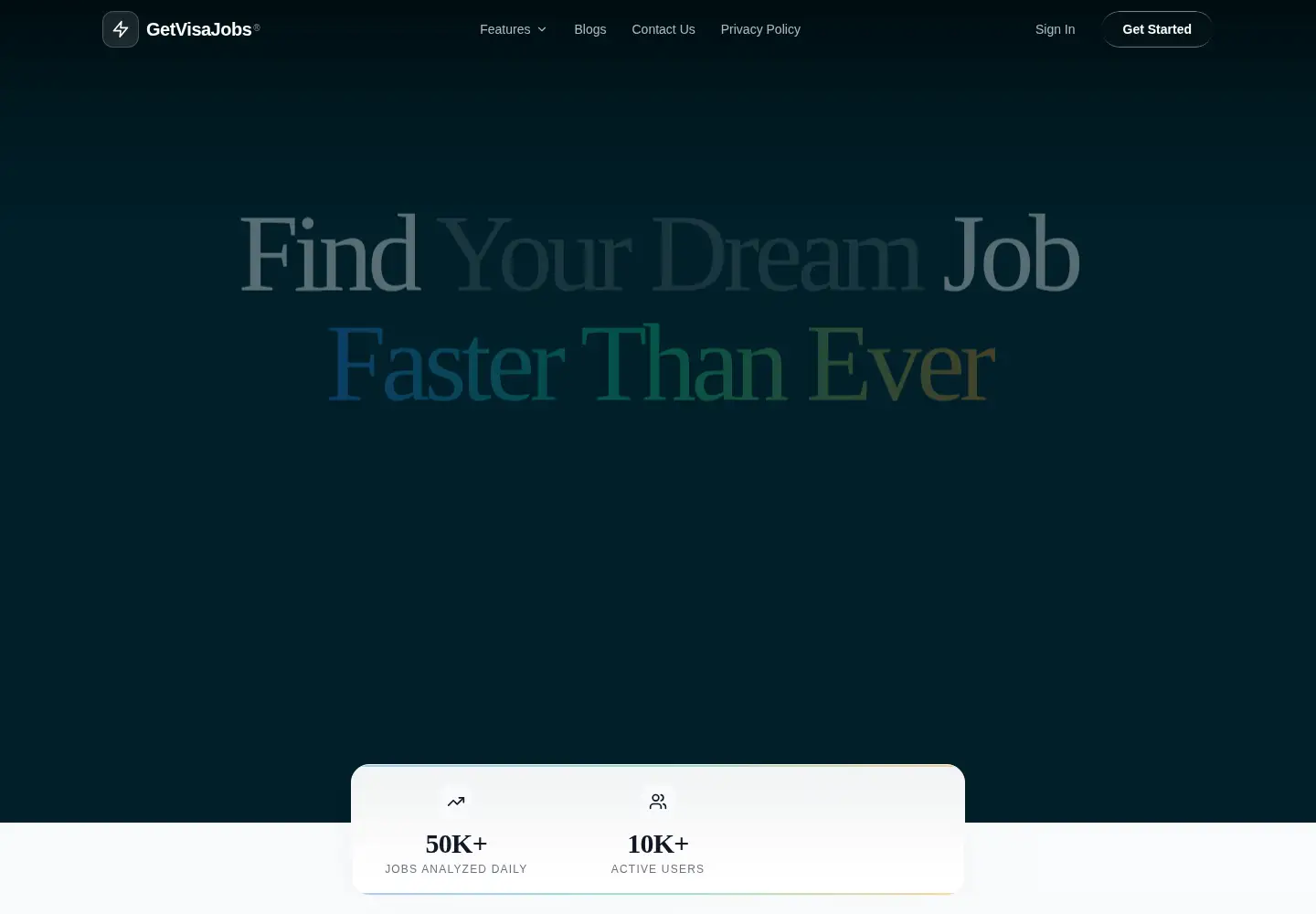 Screenshot of getvisajobs.com