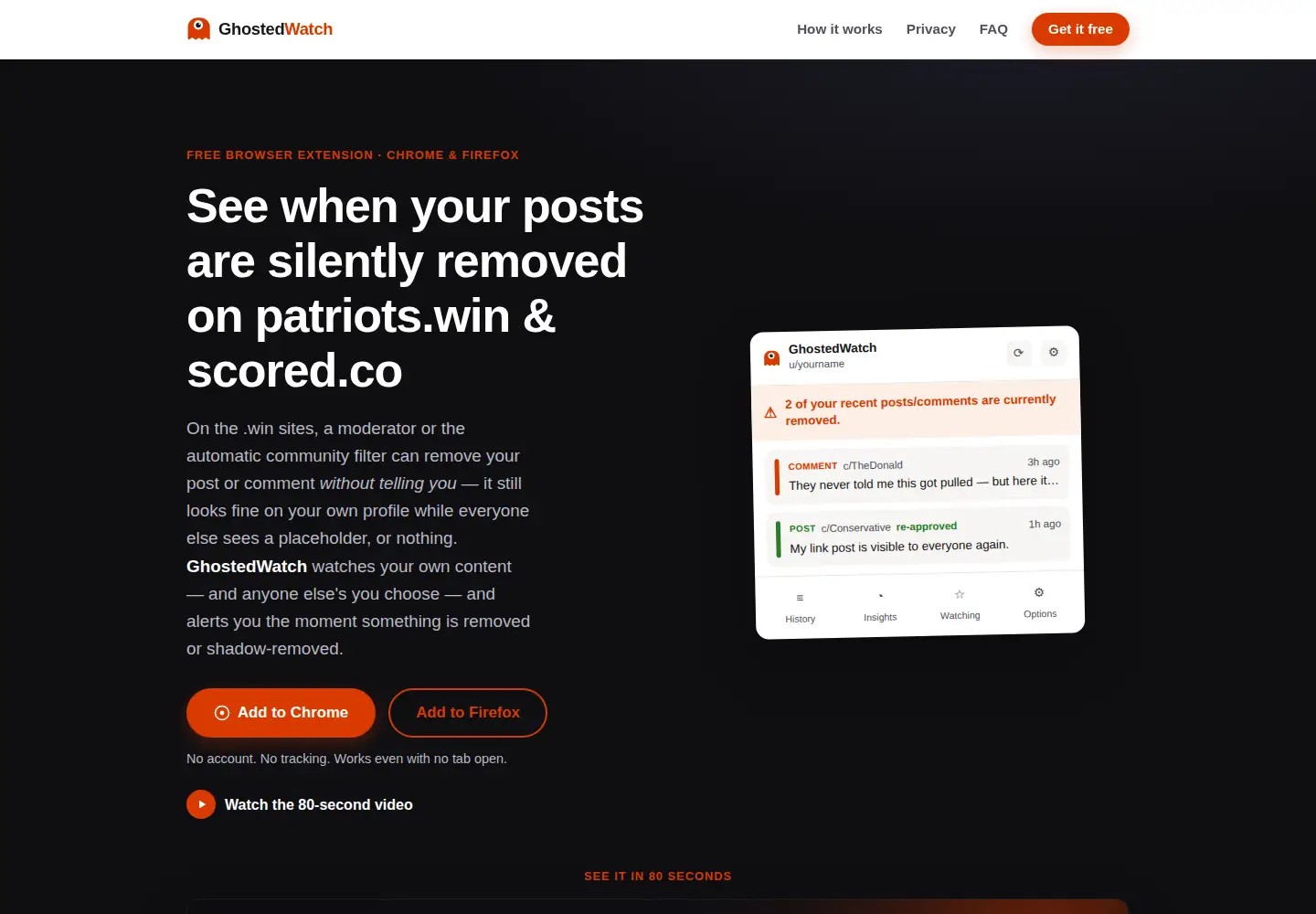Screenshot of ghostedwatch.com
