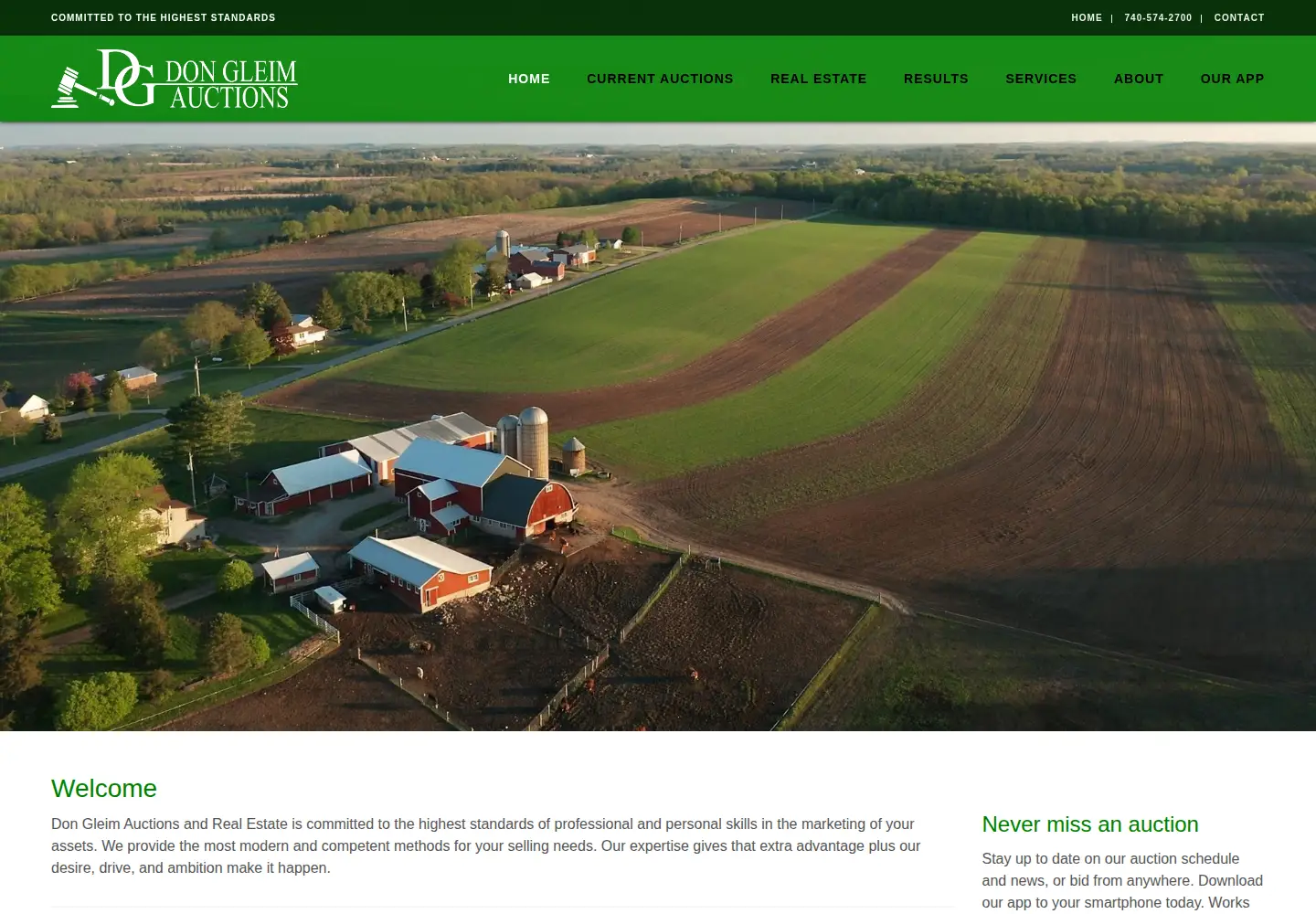 Captured homepage of gleimauctions.com in the current scan