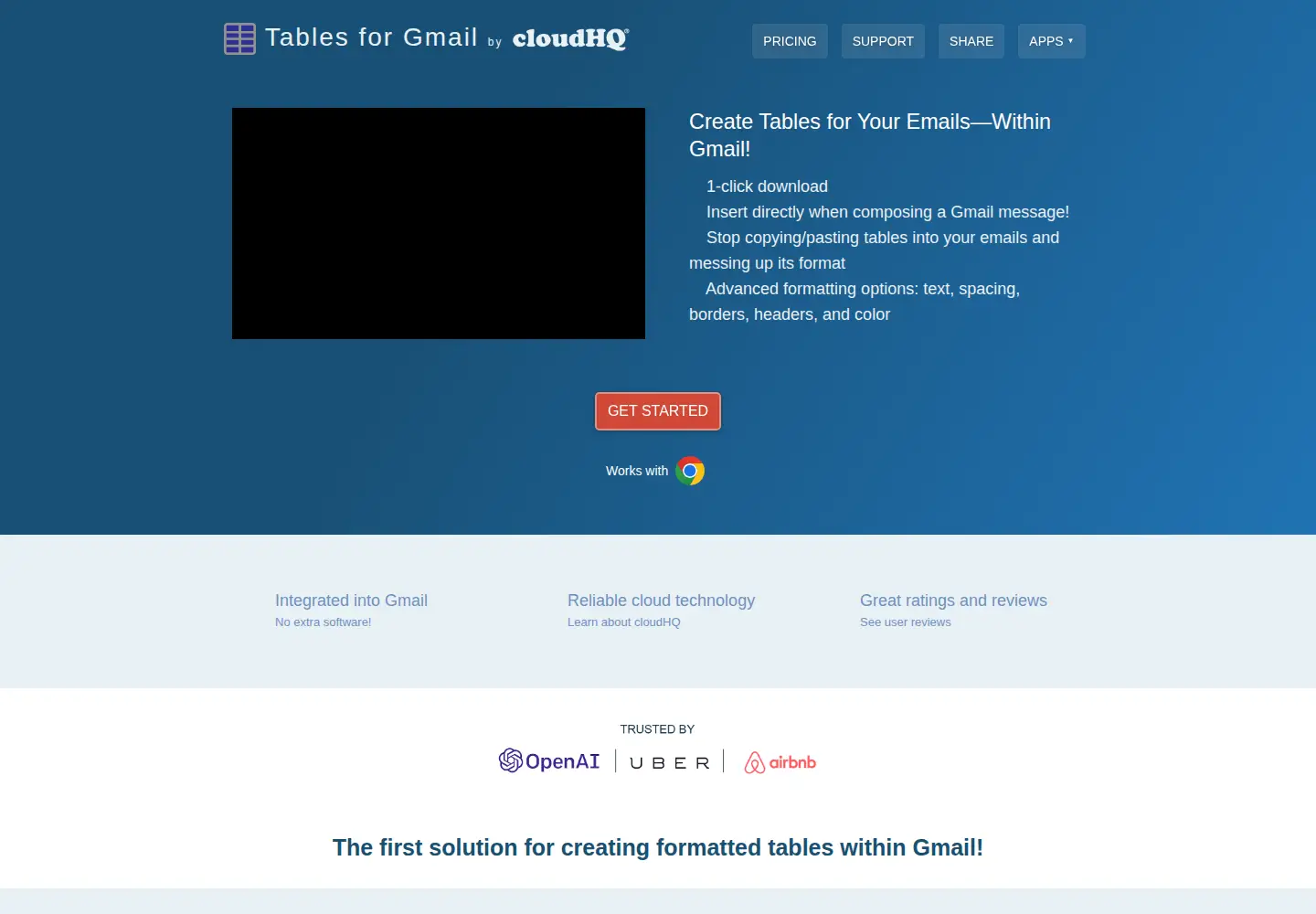 Screenshot of gmail-tables.com