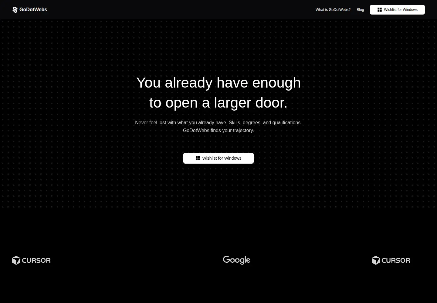 Captured homepage of godotwebs.com in the current scan