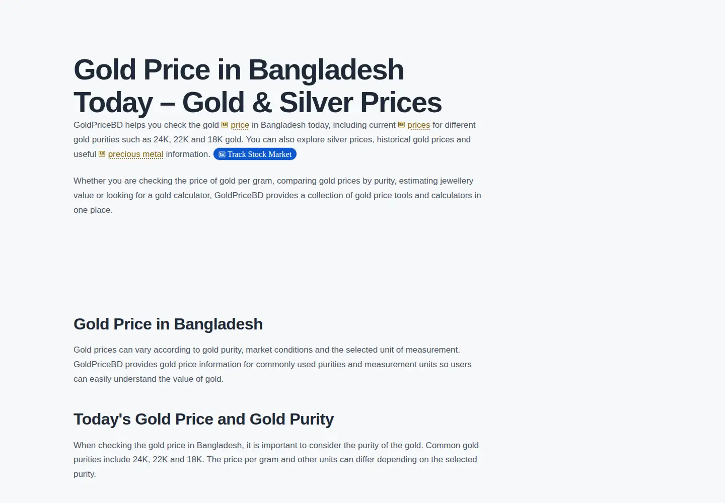 Screenshot of goldpricebd.com