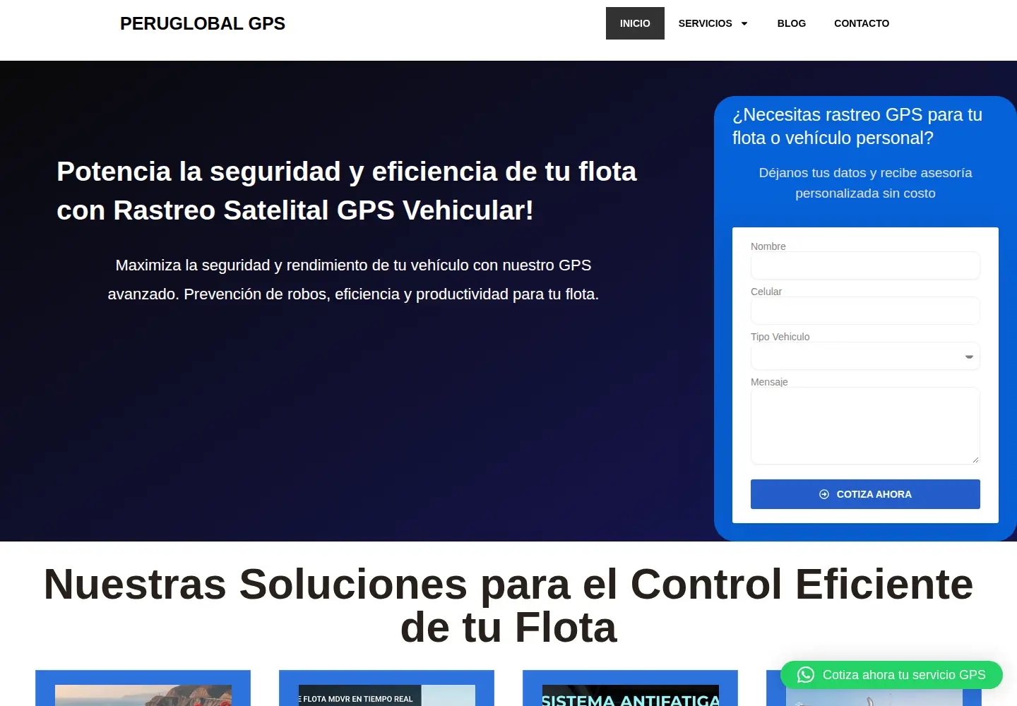 Captured homepage of gpsperuglobal.com in the current scan