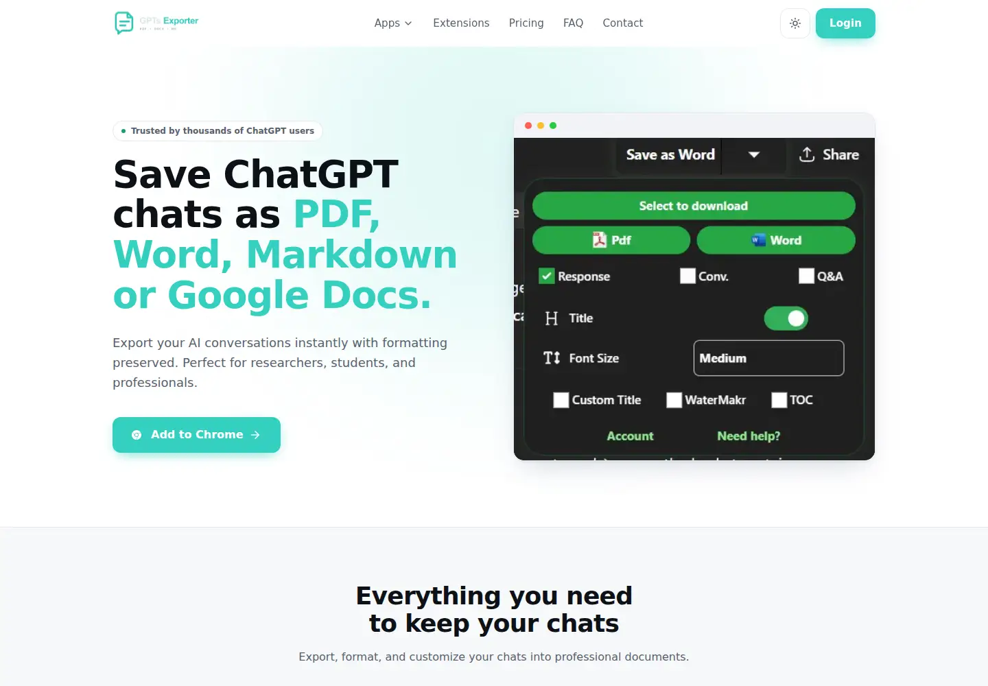 Screenshot of gptsexporter.com