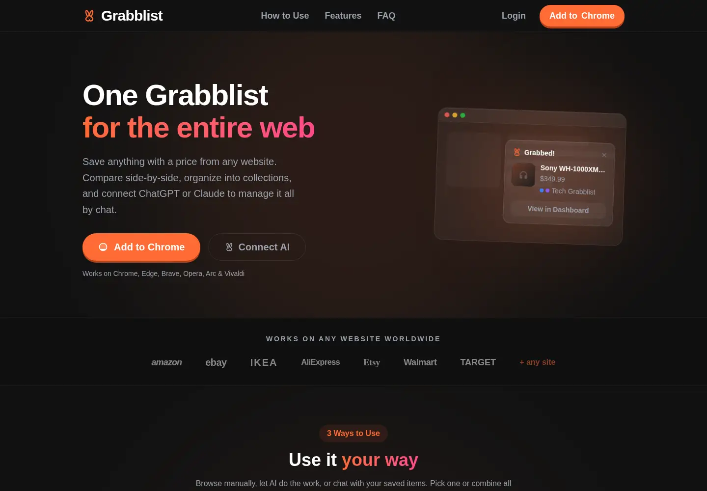 Captured homepage of grabbitapp.com in the current scan