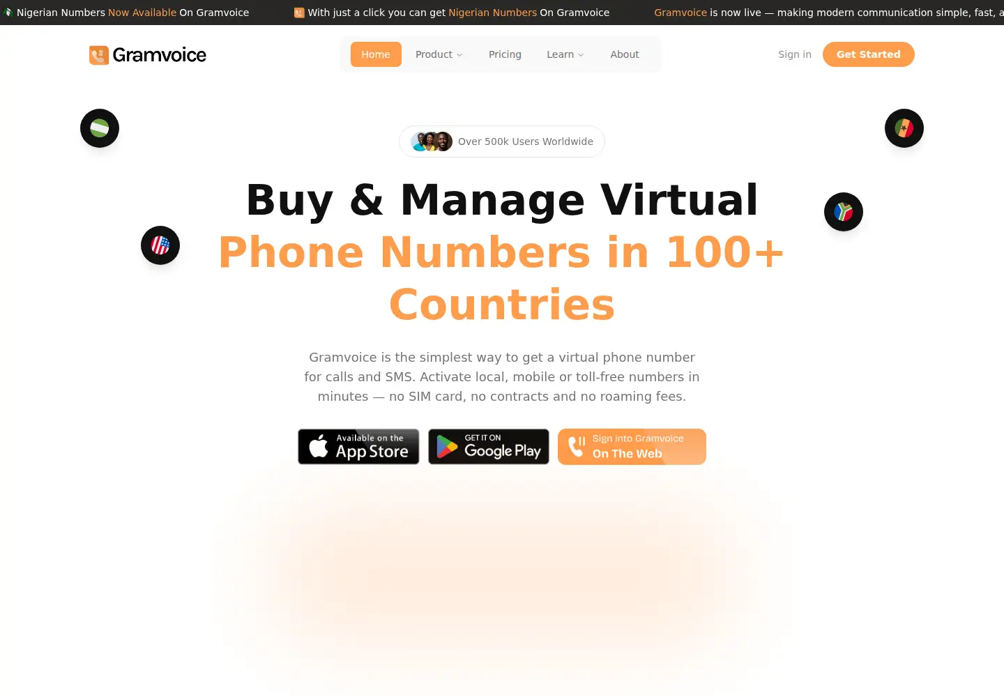 Captured homepage of gramvoice.com in the current scan
