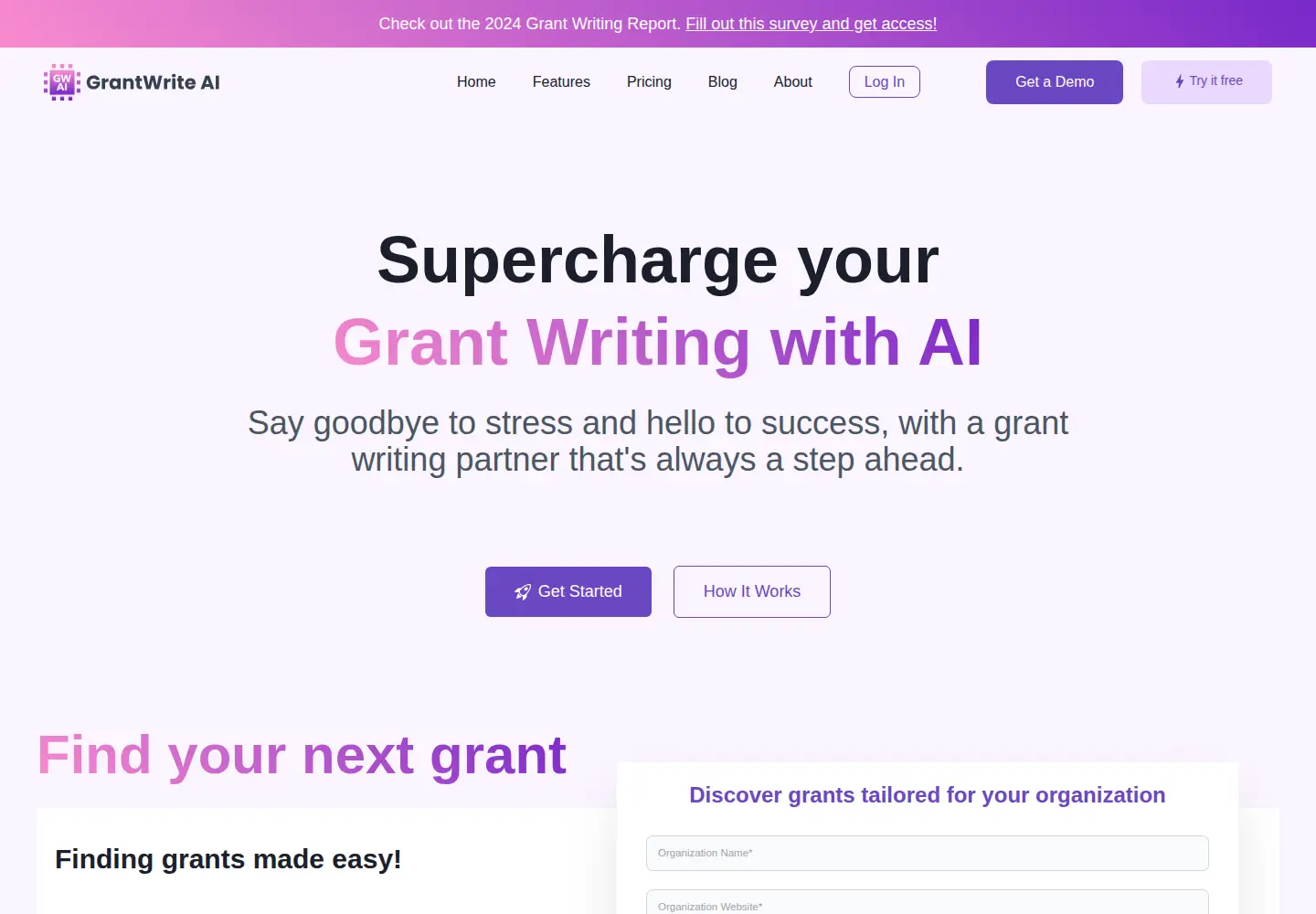 Screenshot of grantwriteai.com