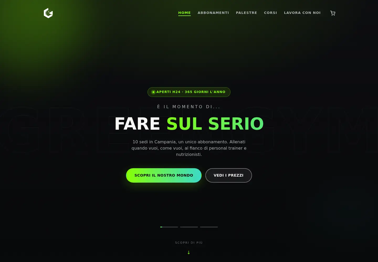 Captured homepage of greengymitalia.com in the current scan