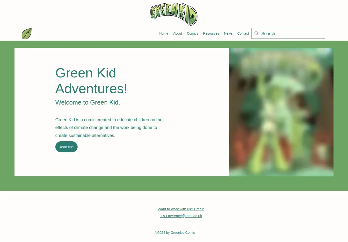 Screenshot of greenkidcomics.com