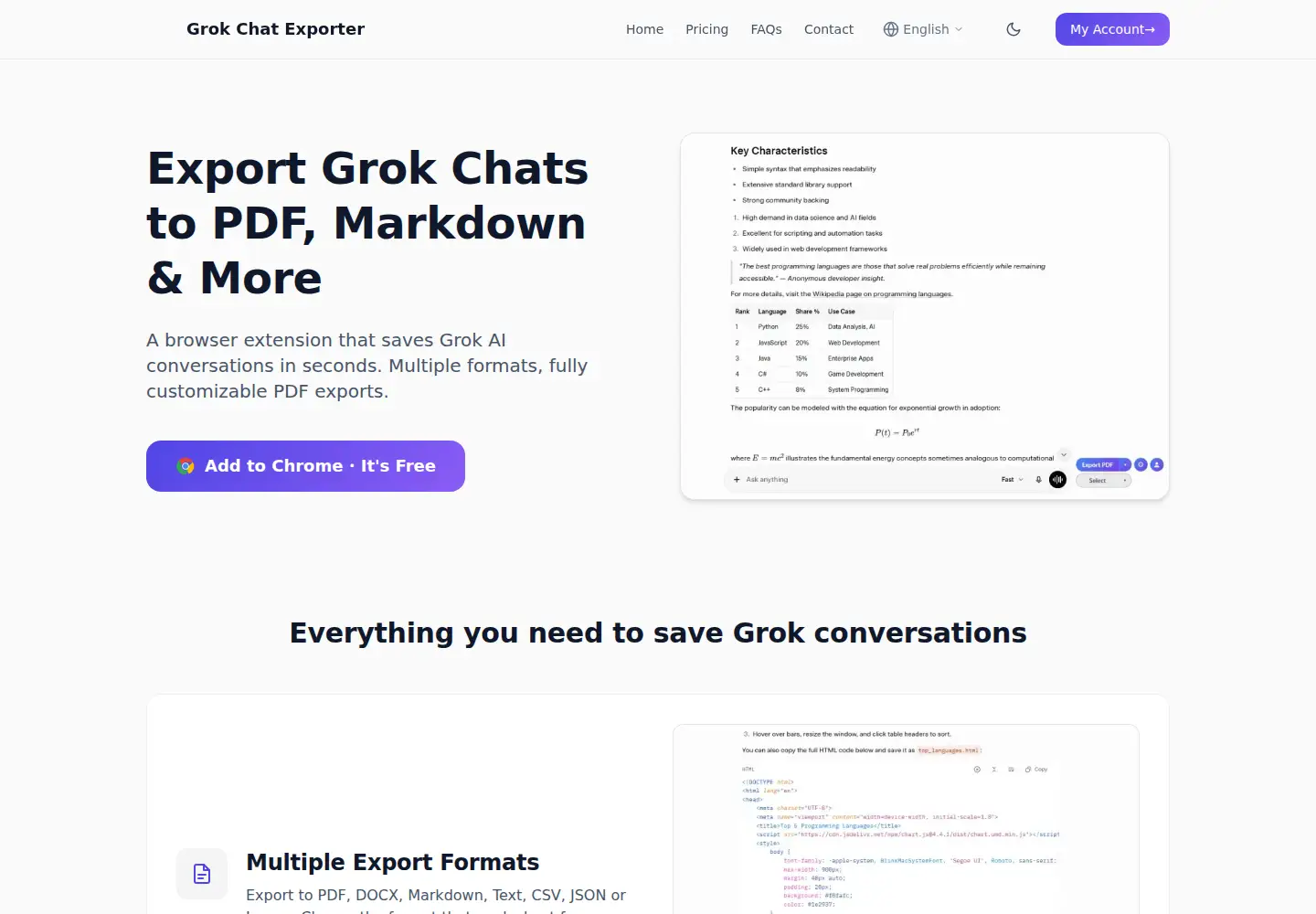 Screenshot of grokchatexporter.com