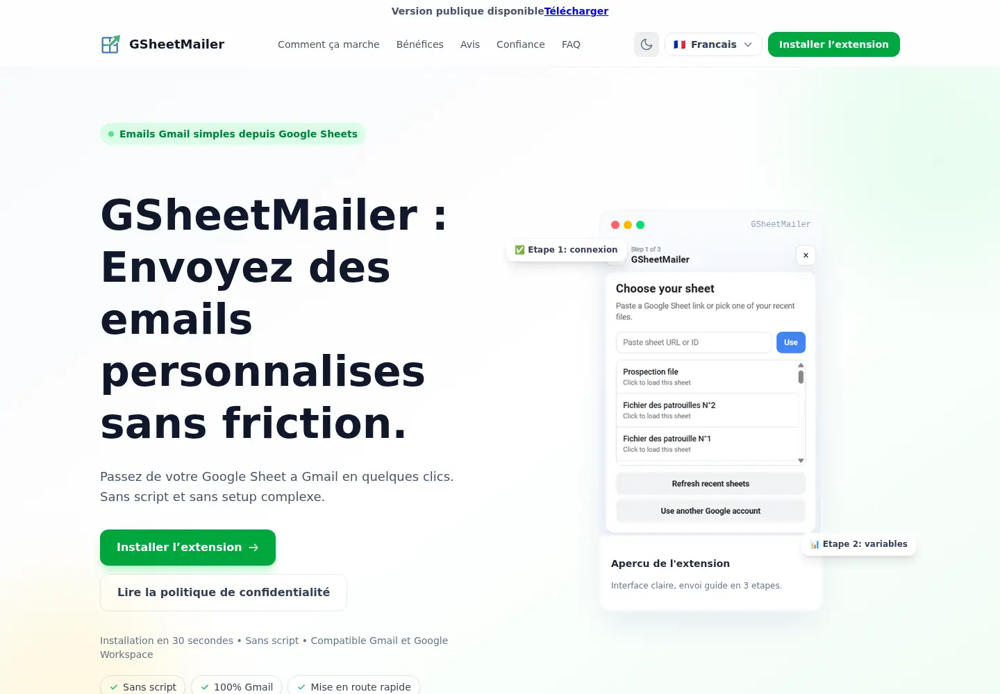 Screenshot of gsheetmailer.com