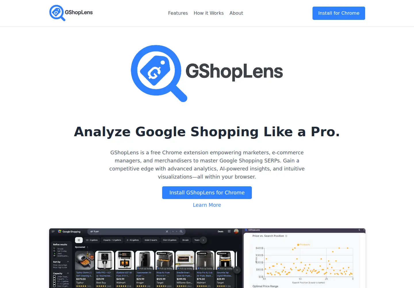 Captured homepage of gshoplens.com in the current scan