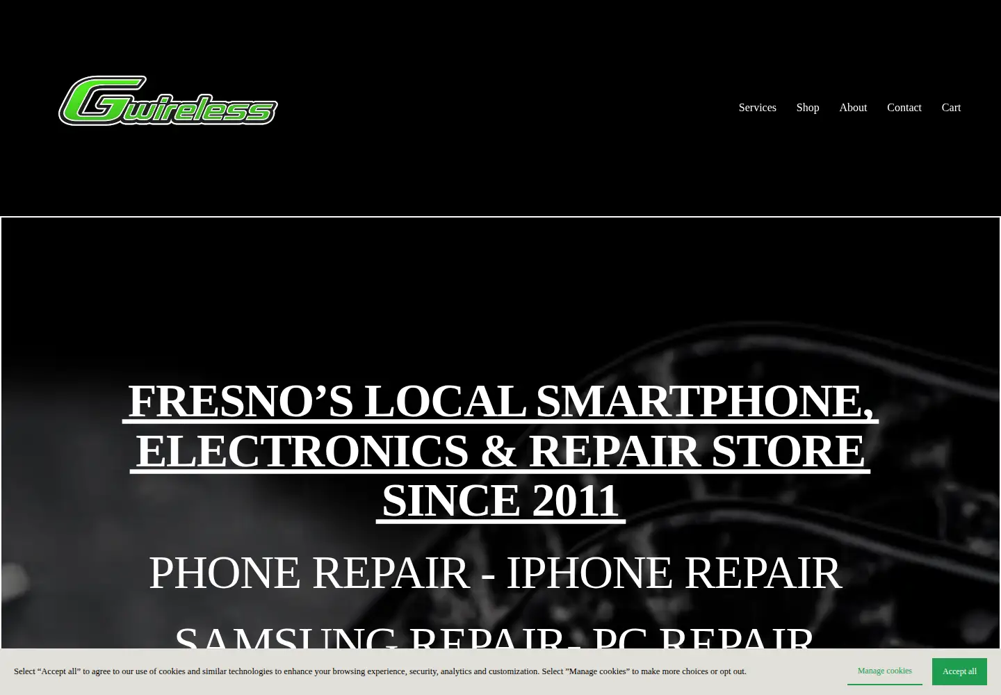 Captured homepage of gwirelessfresno.com in the current scan