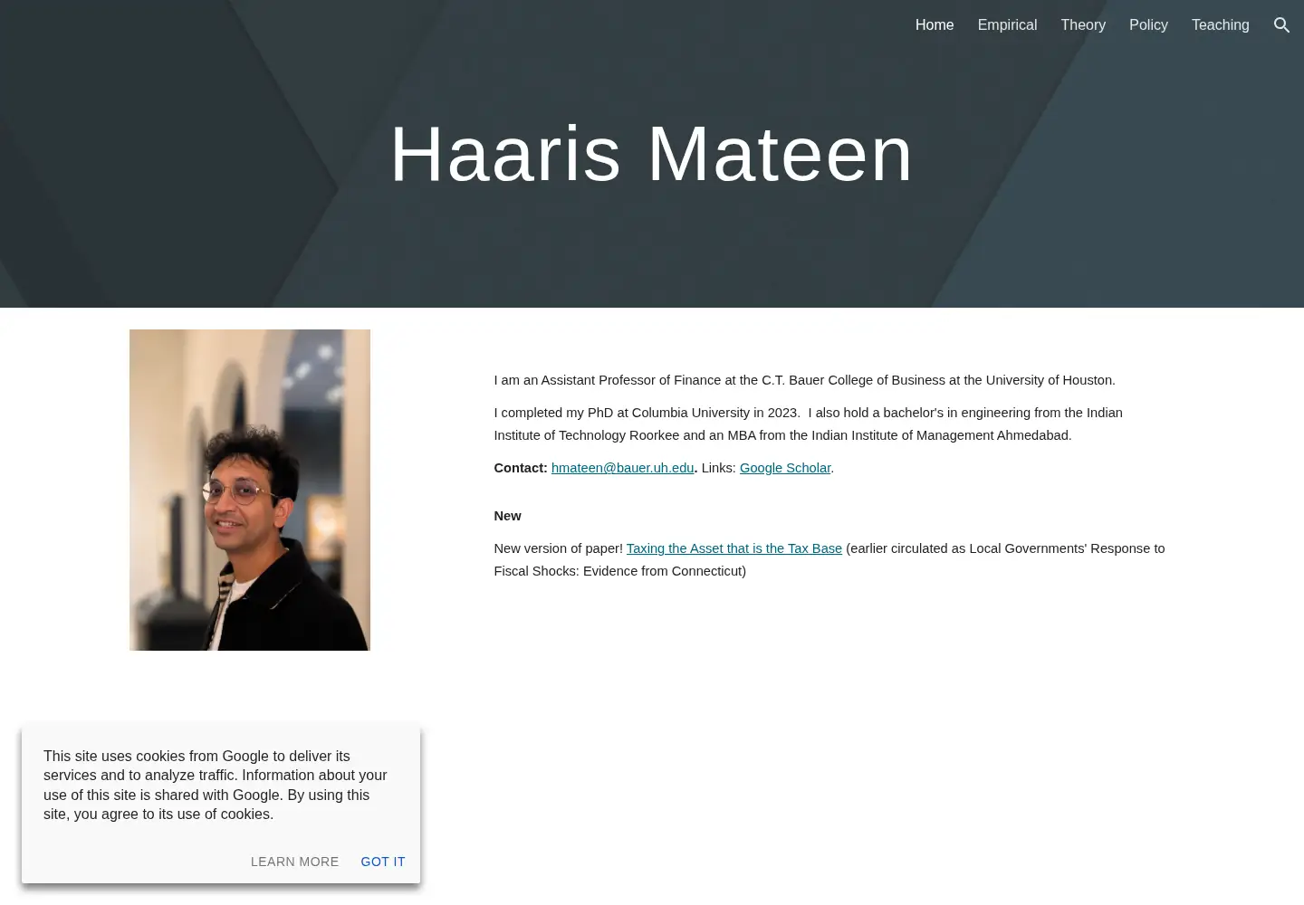 Captured homepage of haarismateen.com in the current scan