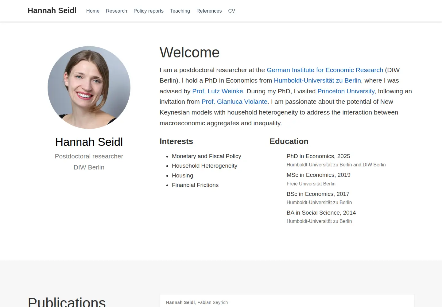 Captured homepage of hannahmseidl.com in the current scan