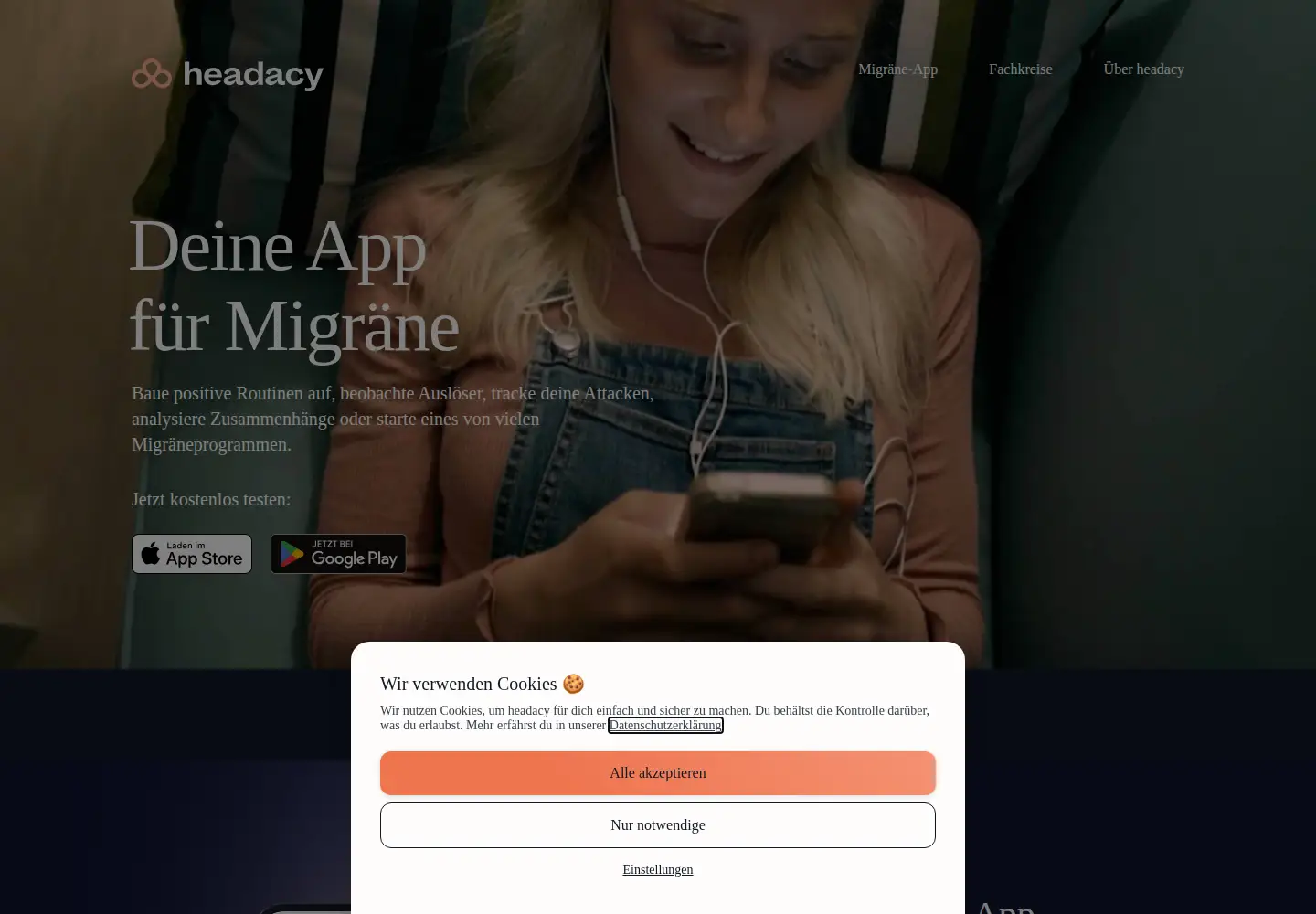Captured homepage of headacy.com in the current scan