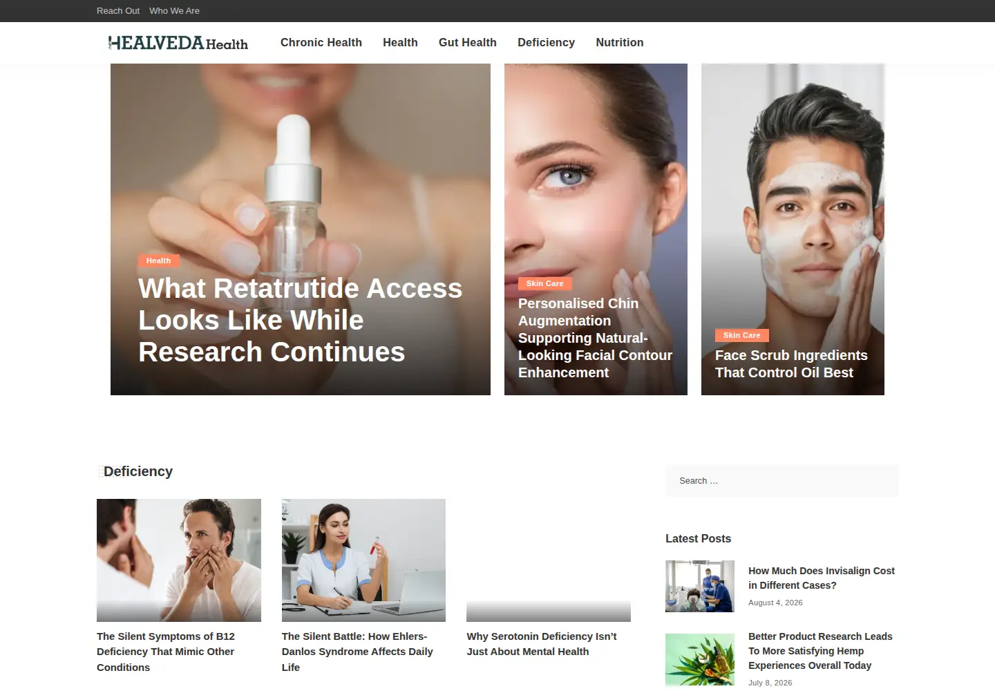 Captured homepage of healvedahealth.com in the current scan