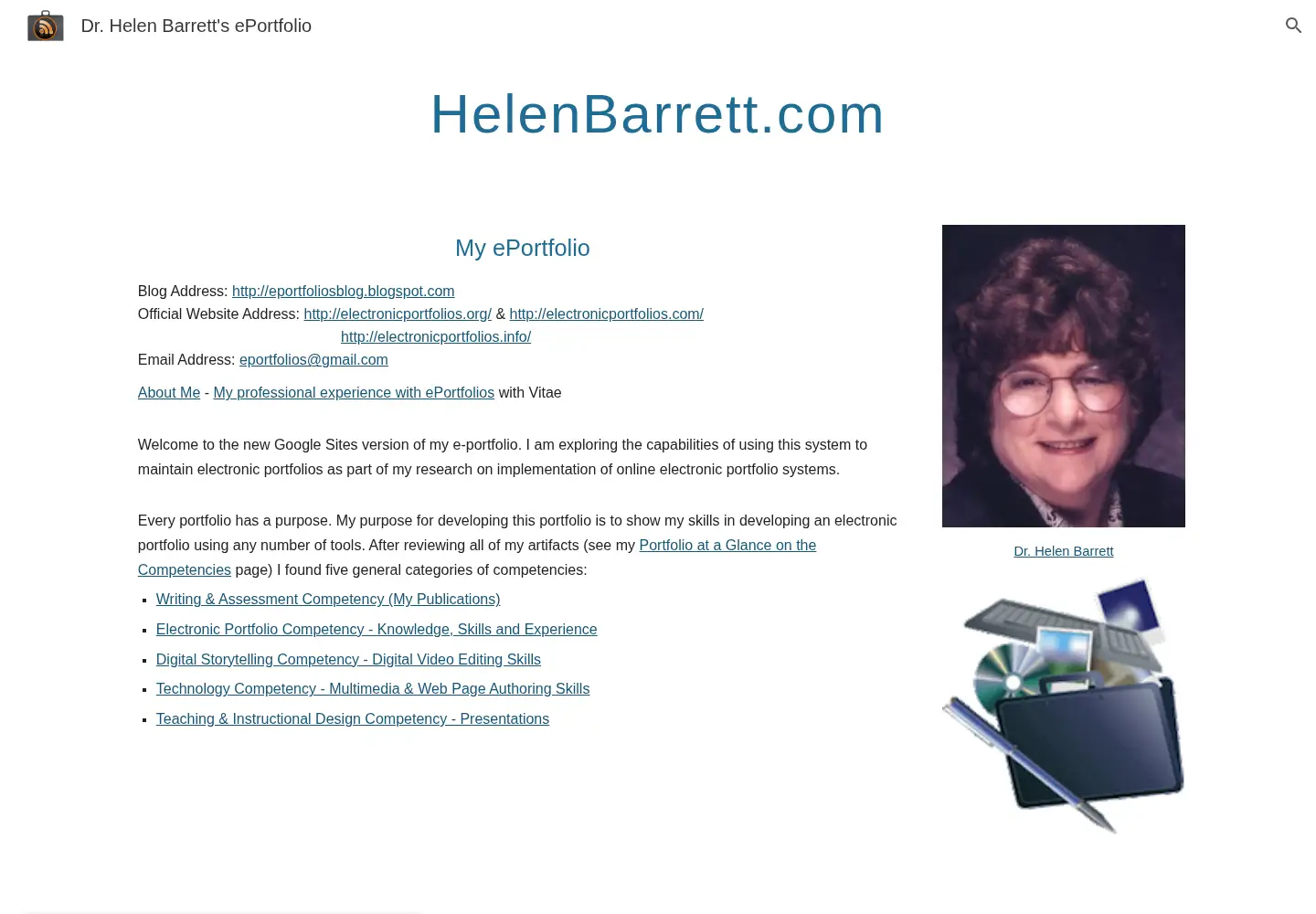 Captured homepage of helenbarrett.com in the current scan