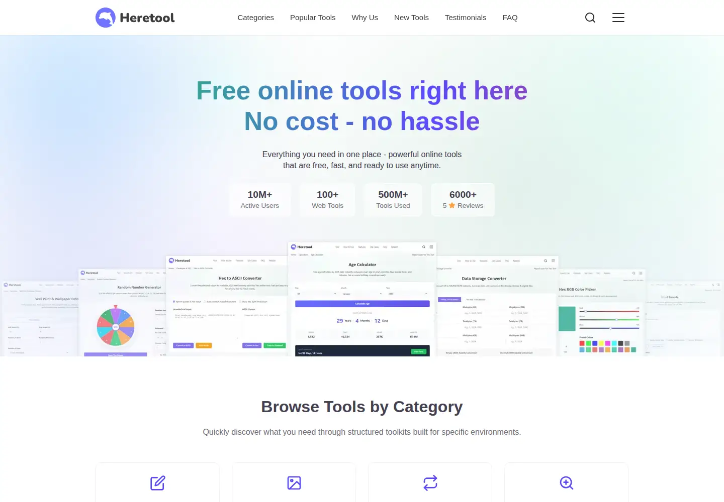 Screenshot of heretool.com