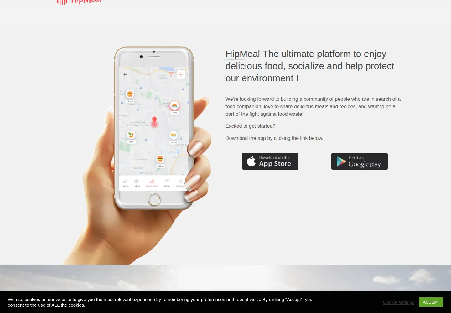 Captured homepage of hipmeal.com in the current scan
