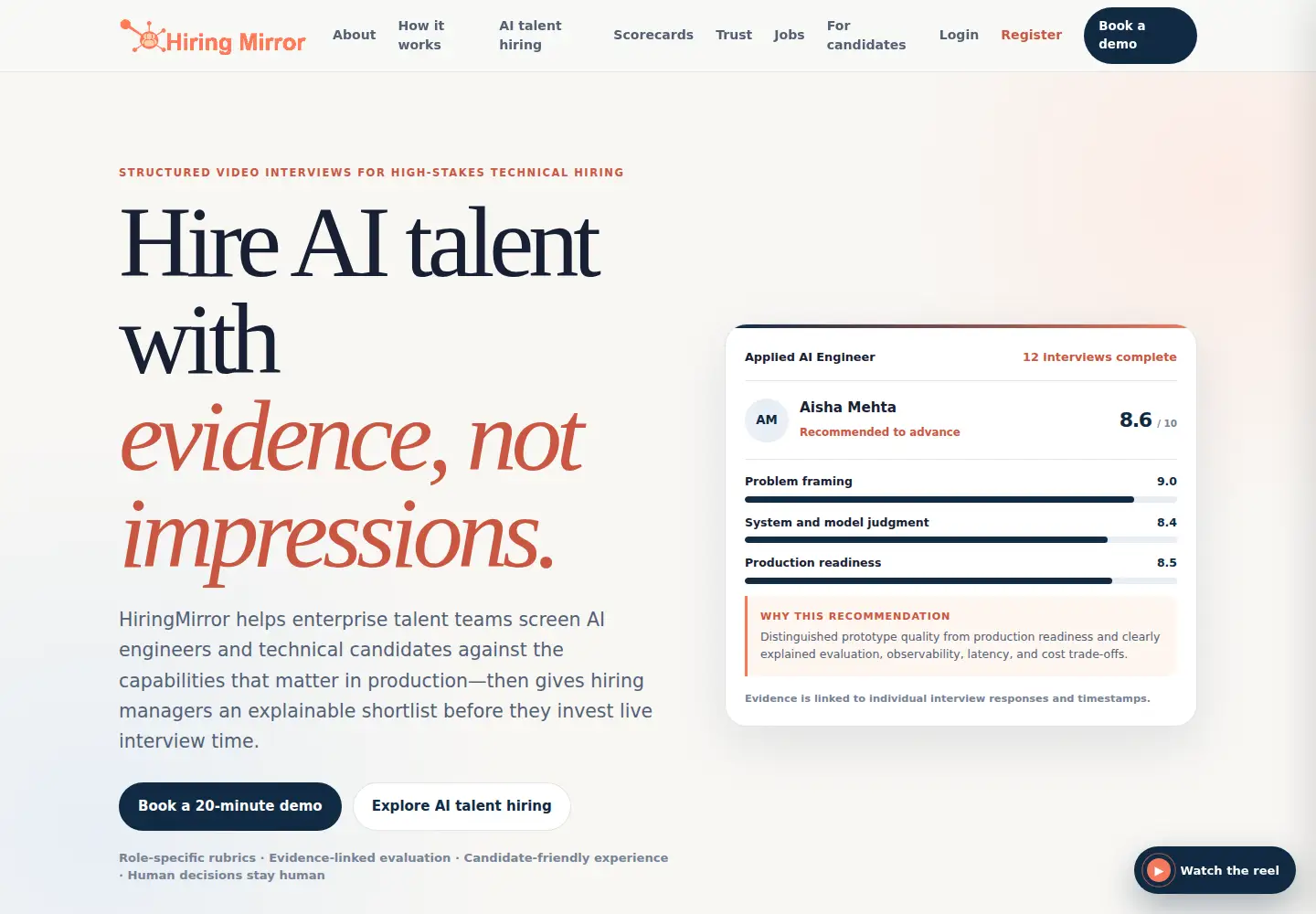 Screenshot of hiringmirror.com