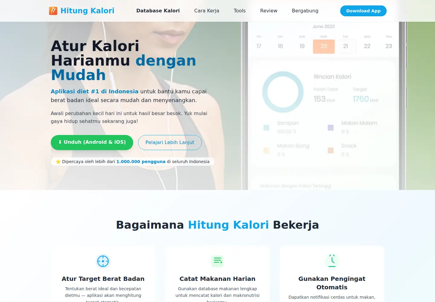 Screenshot of hitungkalori.com