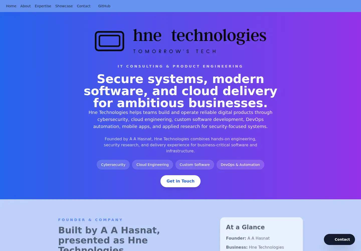Captured homepage of hnetechnologies.com in the current scan