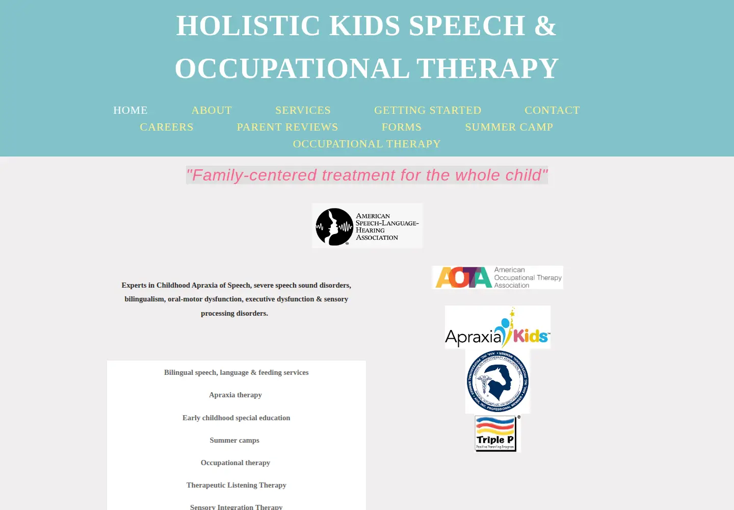 Screenshot of holistickidspeech.com