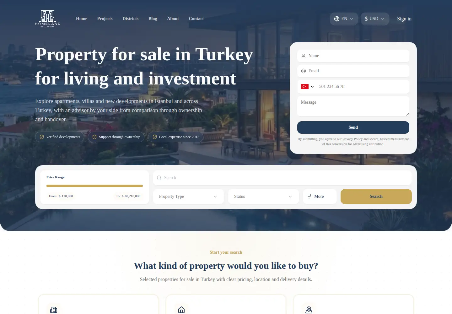 Screenshot of homelandtr.com