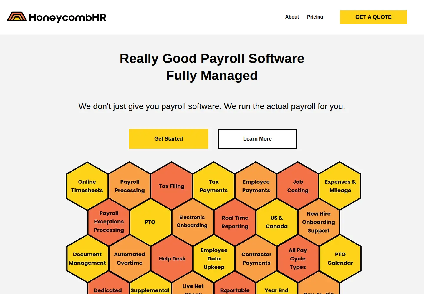 Captured homepage of honeycombhr.com in the current scan