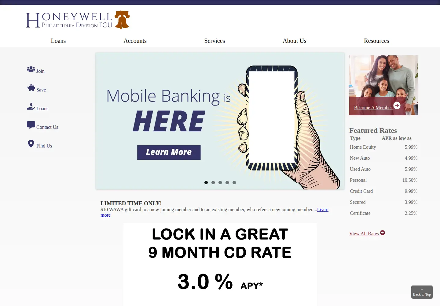 Screenshot of honeywellfcu.com