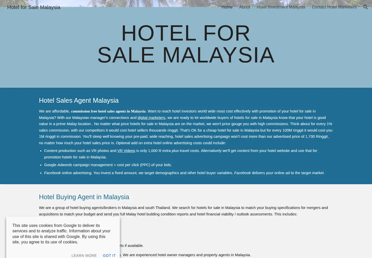 Screenshot of hotelforsalemalaysia.com
